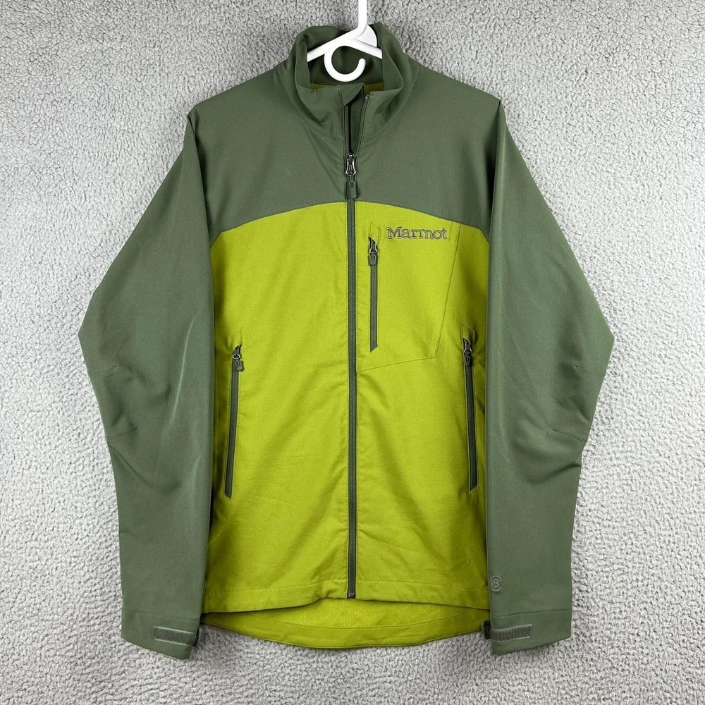 Marmot Hiking Jacket Mens Medium Green‎ Stretch Long Sleeve M3 Softshell Bero